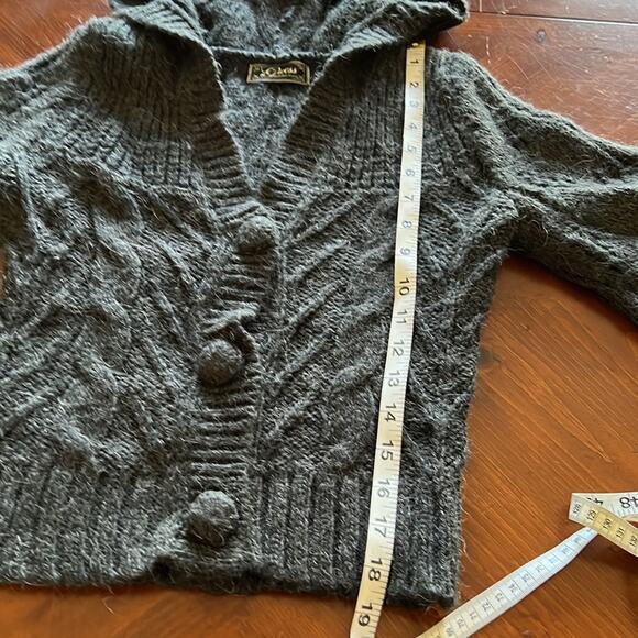 Guess Size XS Gray Hooded Cardigan Sweater Y2K Crop Waist - Picture 10 of 11